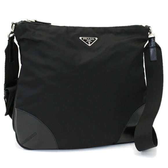 Prada Crossbody Triangle Plate Black Nylon - Picture 1 of 8